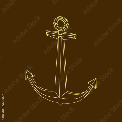 Nautical anchor. Vector out...