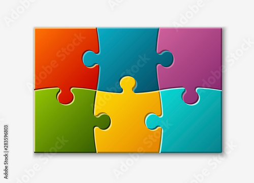 Set puzzle pieces. Texture mosaic infographic banner.