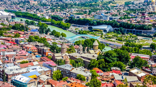 Fototapeta Naklejka Na Ścianę i Meble -  Aerial view of Tbilisi, Georgia