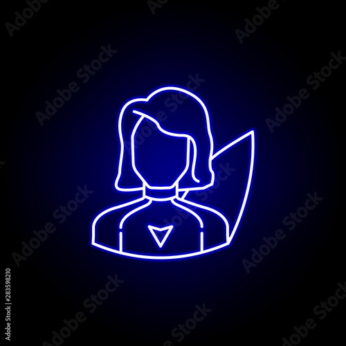 avatar surfer line icon in blue neon style. Signs and symbols can be used for web logo mobile app UI UX