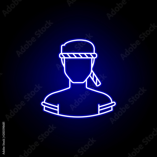 avatar quay Thai line icon in blue neon style. Signs and symbols can be used for web logo mobile app UI UX