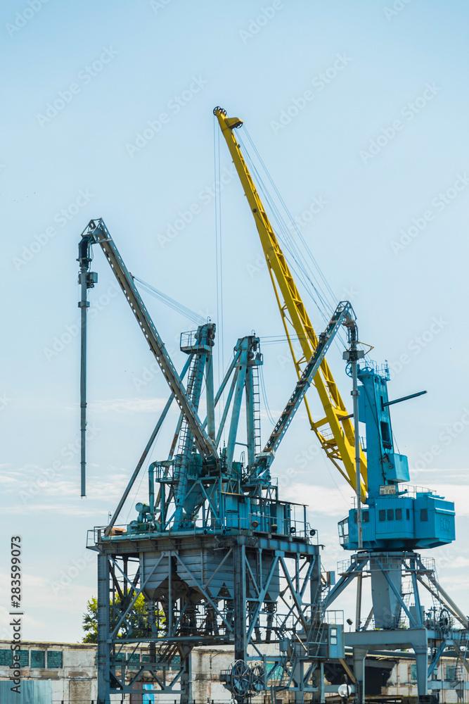 Sea port with cranes and docks