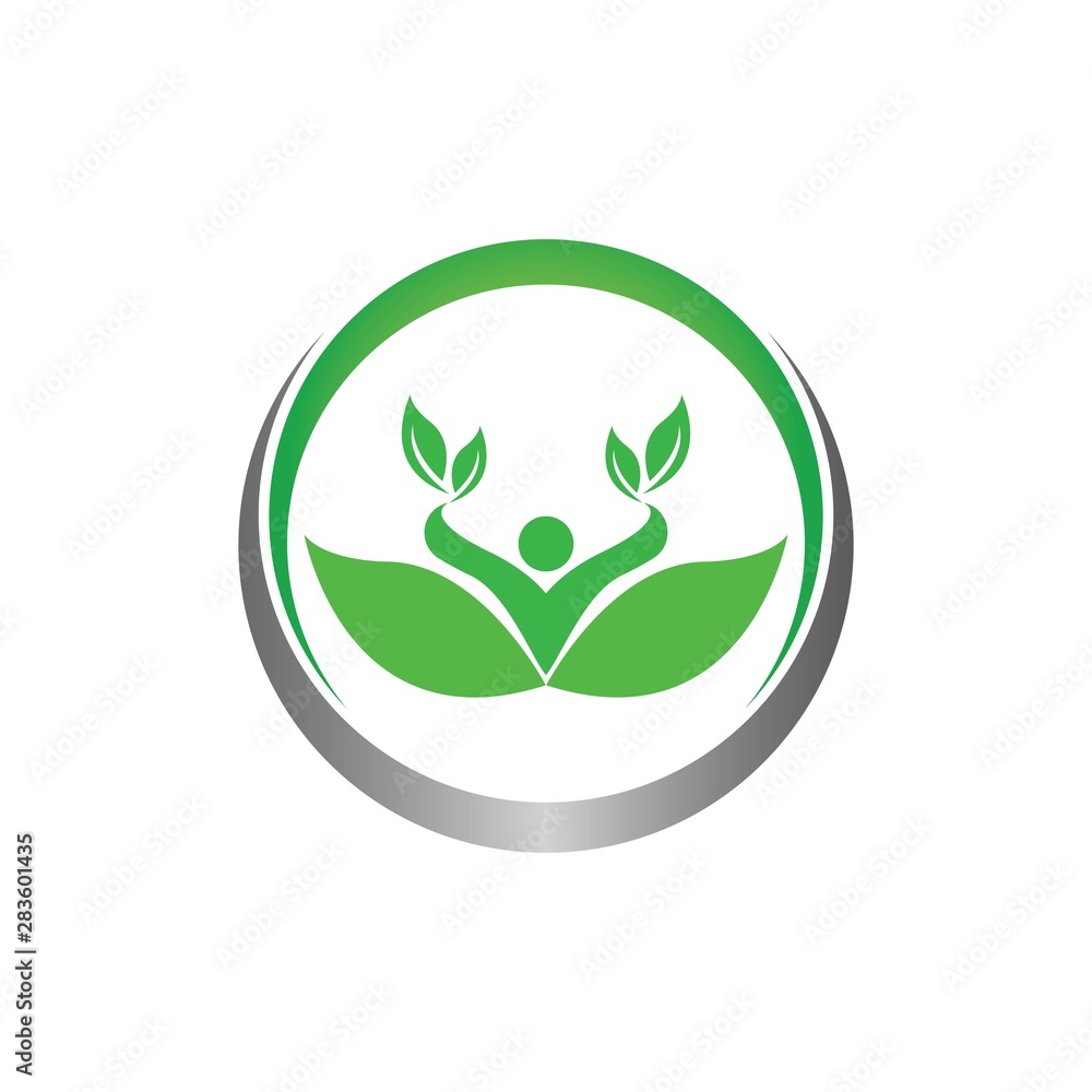 Human character logo sign,Health care logo. Nature logo sign. Green life logo sign Human character logo sign,Health care logo. Nature logo sign. Green life logo sign