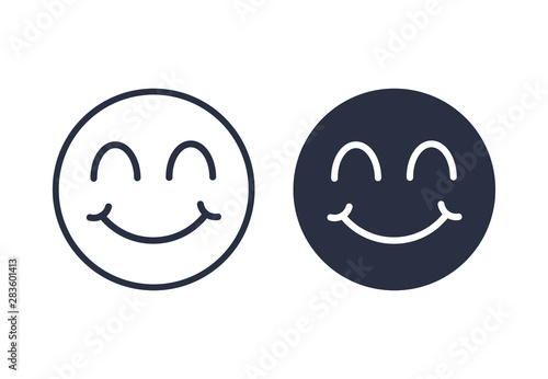 Smile face with closed eyes icon logo. Smile Icons set linear and solid in trendy flat style isolated on white