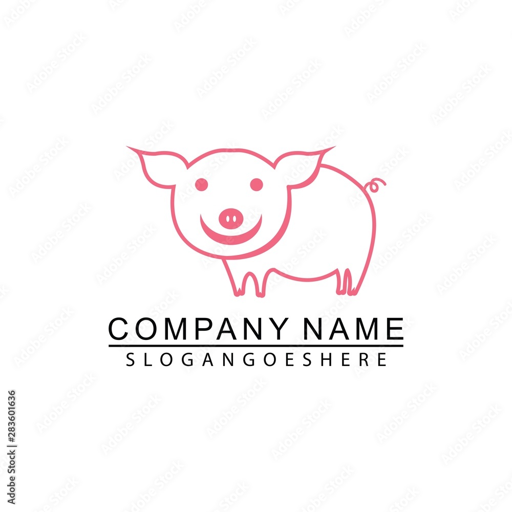 Obraz premium Cute pig logo design vector