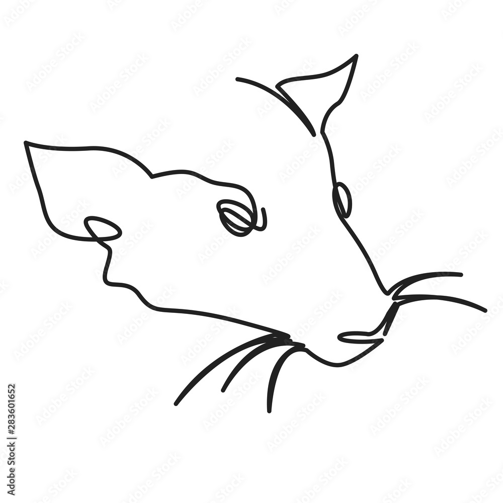 Fototapeta premium Continuous one line drawing rat, Chinese Zodiac Sign Year of Rat, Happy Chinese New Year 2020