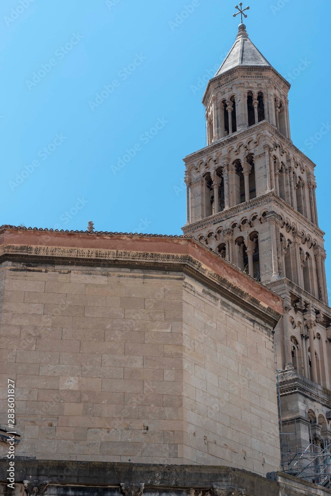 Ancient church tower in Split in Croatia