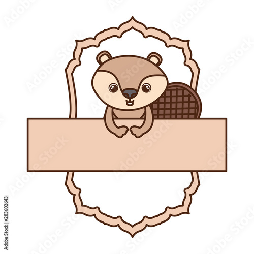 cute and adorable chipmunk with frame
