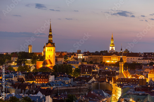 Evening view of well preserved Tallinn old town