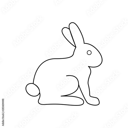 Icono plano lineal conejo en color negro