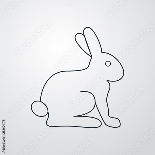 Icono plano lineal conejo en fondo gris