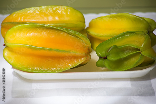 delicious raw carambole Averrhoa fruit on the table