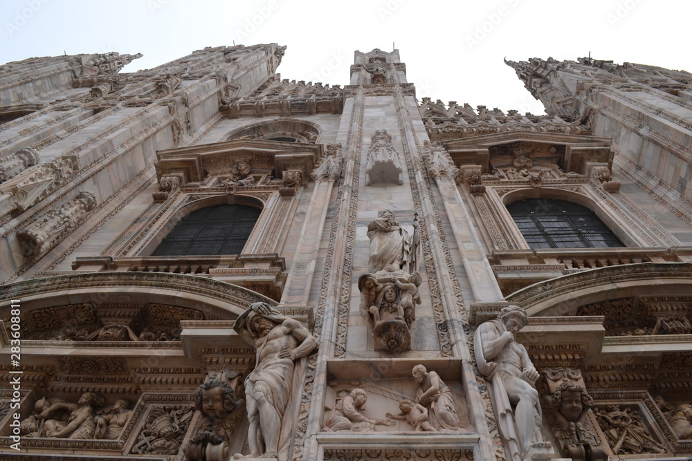 Architectural elements of the Milan Cathedral.