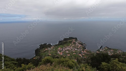 Top view over Faja do Ouvidor, Sao Jorge Island, Azores, Portugal during one of the most popular hiking trails on the island. photo