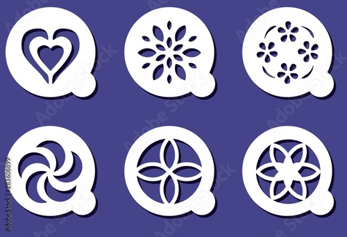 Blue floral ornamental stencil art
