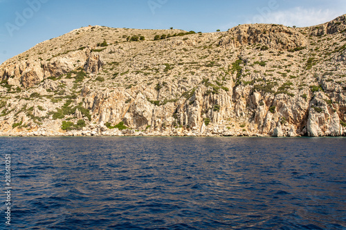 Boat trip along the shore of the island of Symi