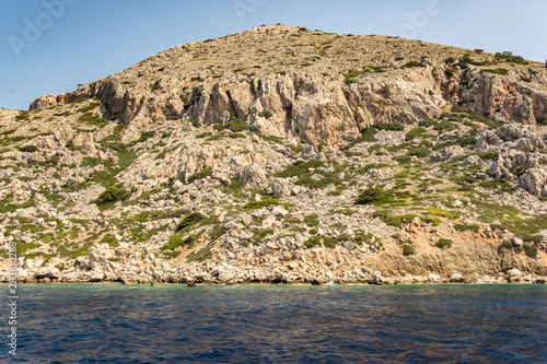 Boat trip along the shore of the island of Symi