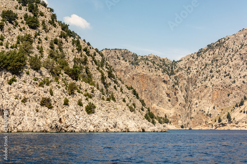 Boat trip along the shore of the island of Symi