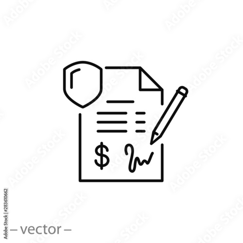 penalty icon, financial forfeit, surcharge, thin line symbol on white background - editable stroke vector illustration eps 10