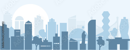 city Silhouette landscape. town skyline illustration. Horizontal Urban background for web design. vector illustration