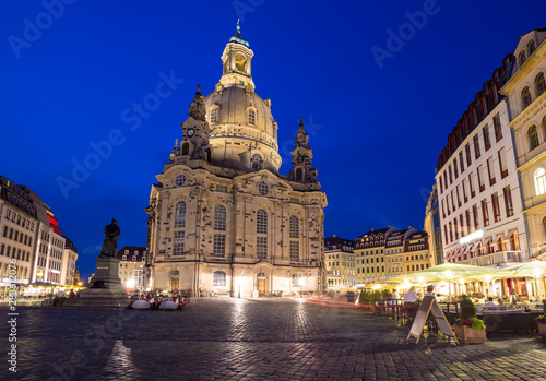 Neumarkt and Frauenkirche at night in Dresden, Germany