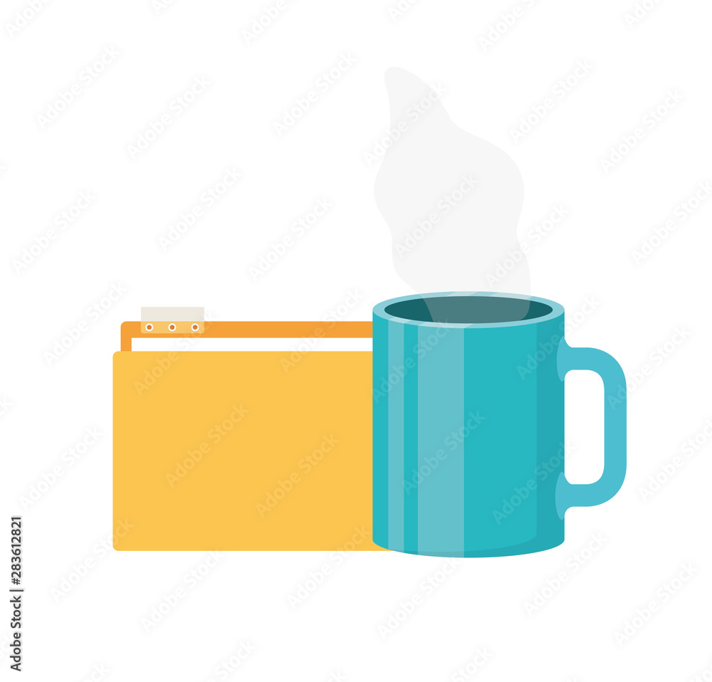 folder with coffee cup in white background folder with coffee cup in white background