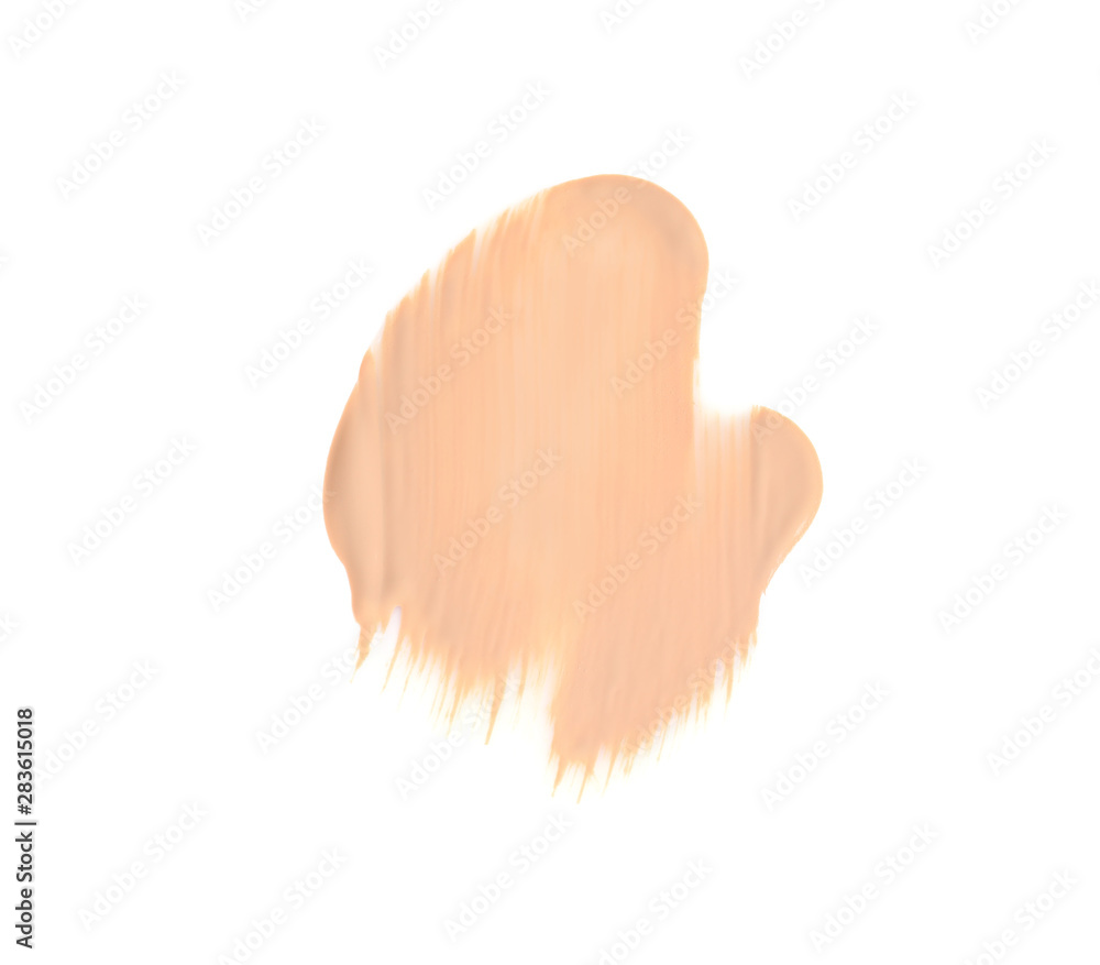 Sample of liquid foundation foundation on white background, top view Sample of liquid foundation foundation on white background, top view