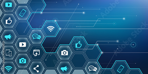 social media marketing / mobile communication icon concept - vector illustration