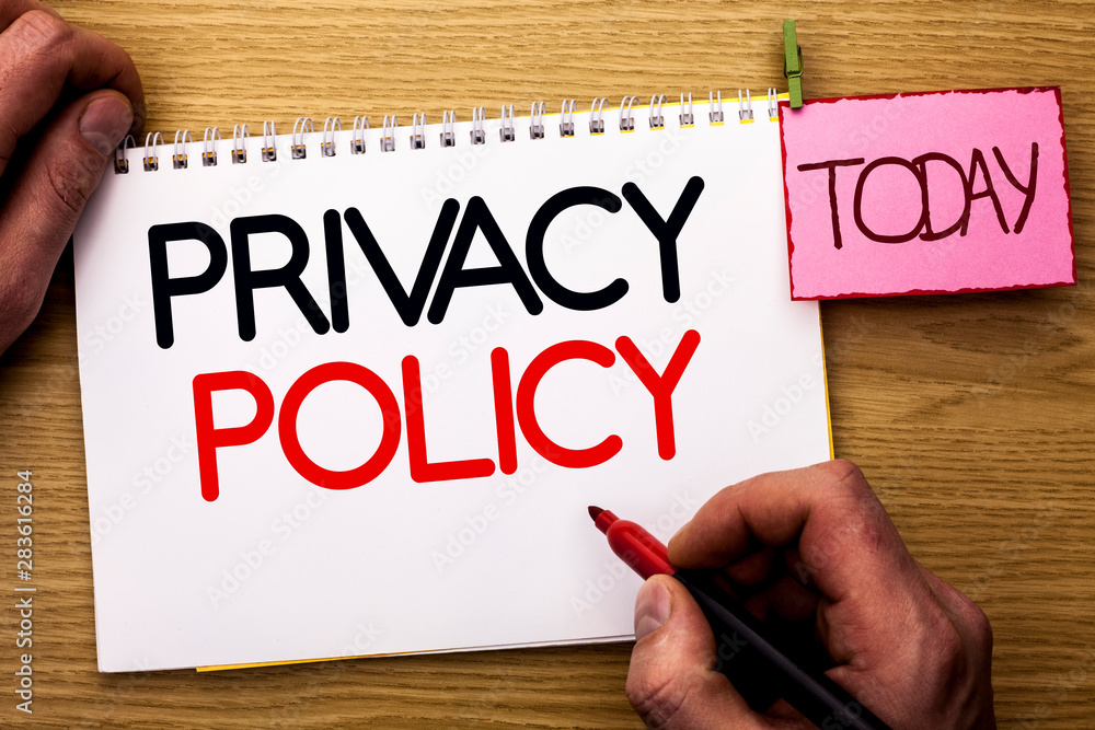 Word writing text Privacy Policy. Business concept for Document Information Security Confidential Data Protection written by Man Notebook Book Holding Marker the Wooden background Today. Word writing text Privacy Policy. Business concept for Document Information Security Confidential Data Protection written by Man Notebook Book Holding Marker the Wooden background Today.