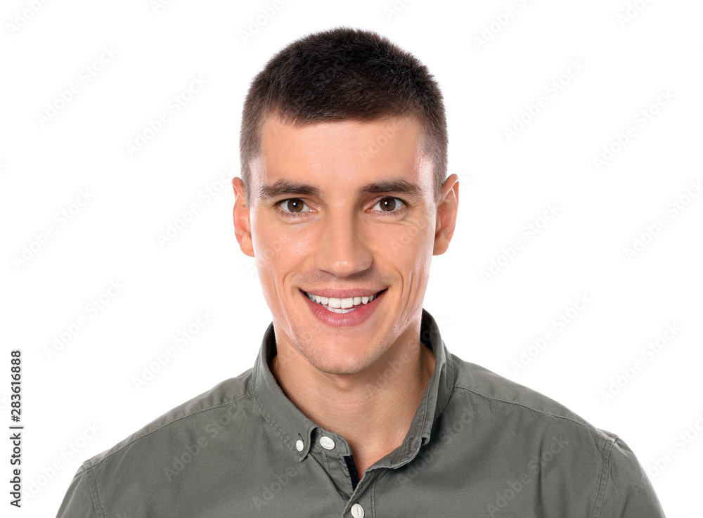 Portrait of handsome young man on white background Portrait of handsome young man on white background