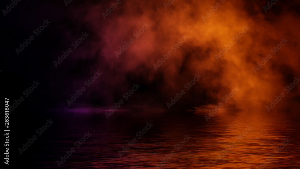 Smoke with reflection in water. Texture overlays. Design element.