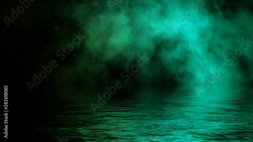 Smoke with reflection in water. Texture overlays. Design element.
