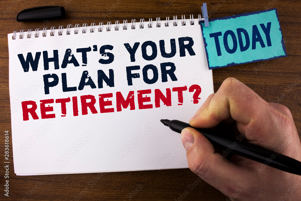 Handwriting text writing What IS Your Plan For Retirement Question. Concept meaning Thought any plans when you grow old written by Man Notepad holding Marker wooden background Today Clip. Handwriting text writing What IS Your Plan For Retirement Question. Concept meaning Thought any plans when you grow old written by Man Notepad holding Marker wooden background Today Clip.