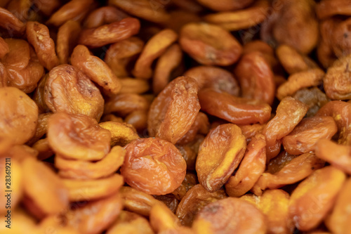 close-up of delicious dried apricots