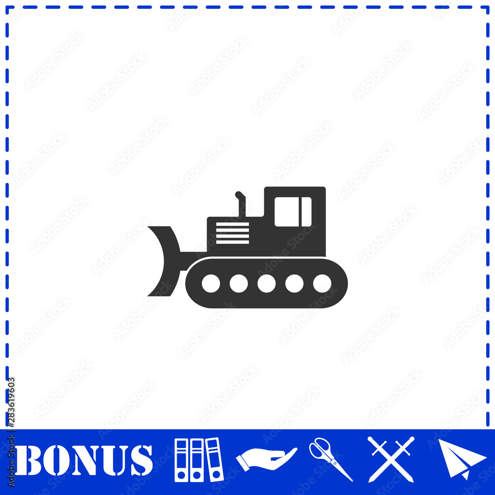 Bulldozer icon flat Bulldozer icon flat