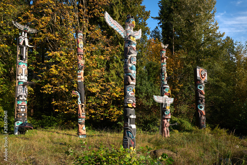 Stanley Park Totem Poles Vancouver. Stanley Park totem poles, Vancouver, British Columbia, Canada.