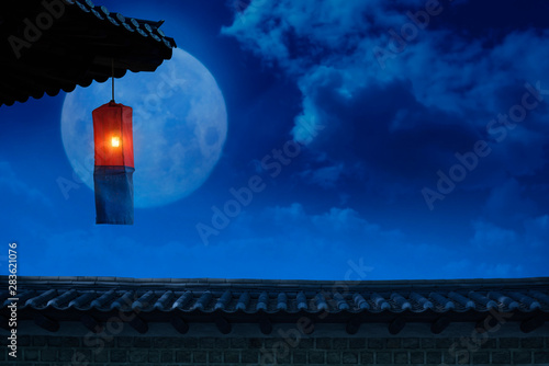 Cheongsachorong, a full moon and traditional lantern to be seen on Chuseok, the Korean Thanksgiving Day.