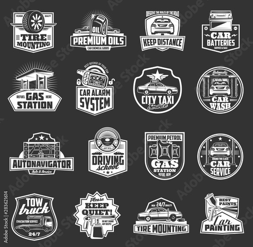 Car repair service, auto spare parts, motor oil
