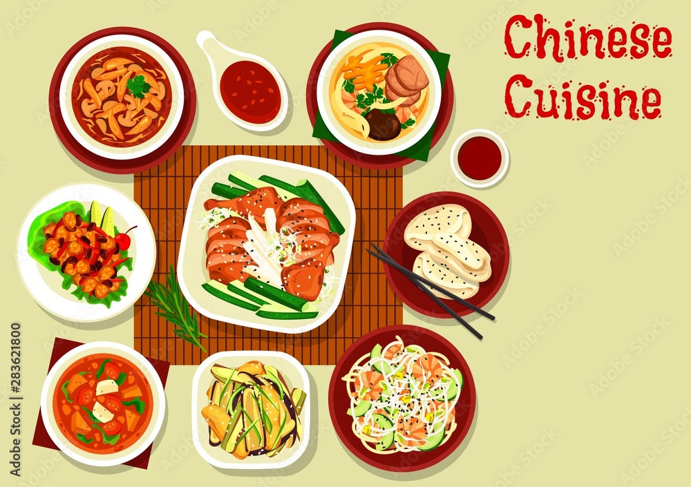 Chinese meat, seafood, veggies dish. Asian cuisine Chinese meat, seafood, veggies dish. Asian cuisine