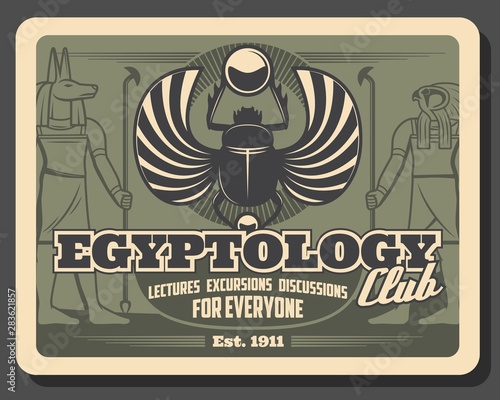 Ancient Egypt religion gods. Anubis, Horus, scarab