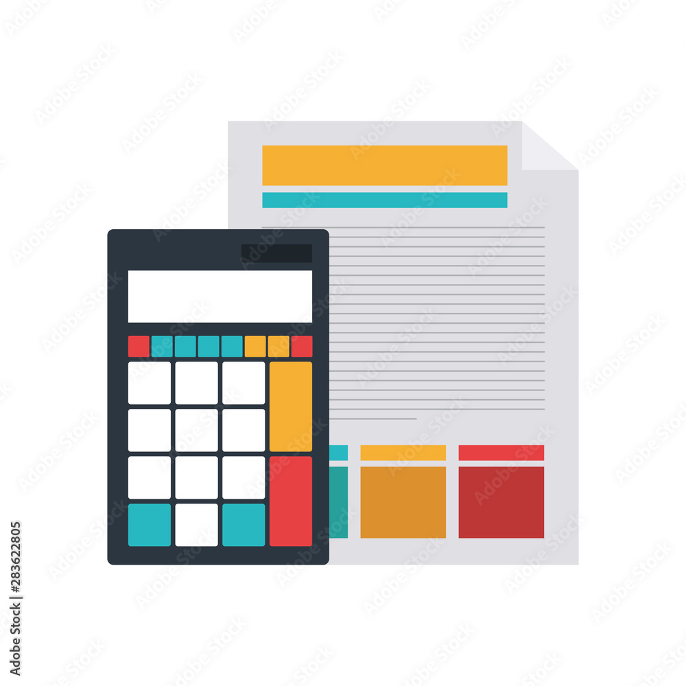 file sheet with calculator in white background file sheet with calculator in white background