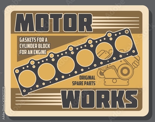 Car engine cylinder head gasket. Auto spare parts