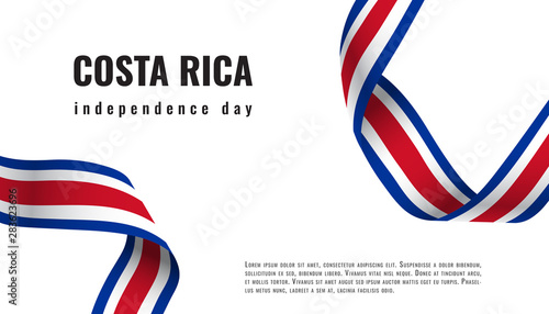 Costa Rica Independence Day ribbon banner illustration