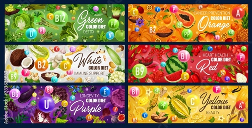 Color diet vitamin food, vegetables, fuits, herbs