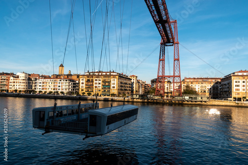 The Vizcaya Bridge in Bilbao, Spain and one of the few remaining transporter bridges in the world photo