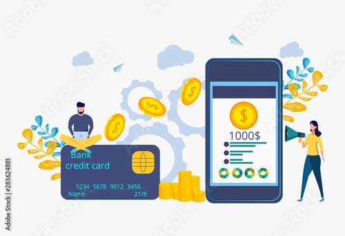 Pos terminal and payment systems, currency, coins, NFC payment system. Financial transactions, cashless payment transactions. Money transfer metaphor.