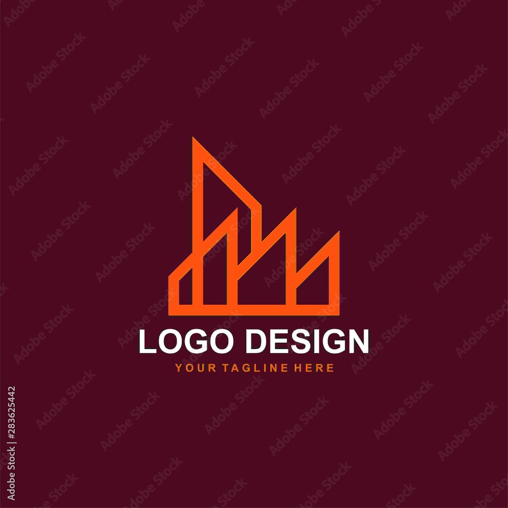 Architectural logo design vector. Real estate line logo design. Home abstract illustration.