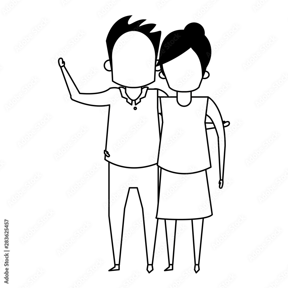 grandparents senior old people cartoon faceless in black and white grandparents senior old people cartoon faceless in black and white