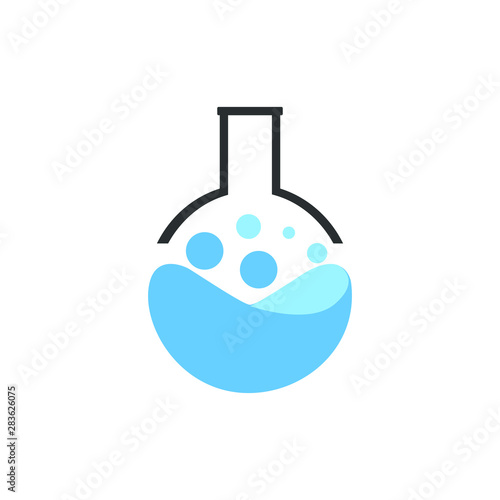 Science lab beaker logo inside vector illustration, labs school