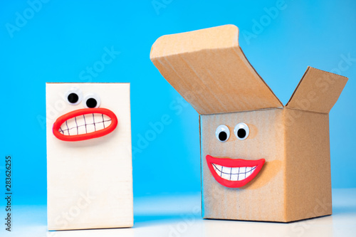 Emoji box. Packing of goods...